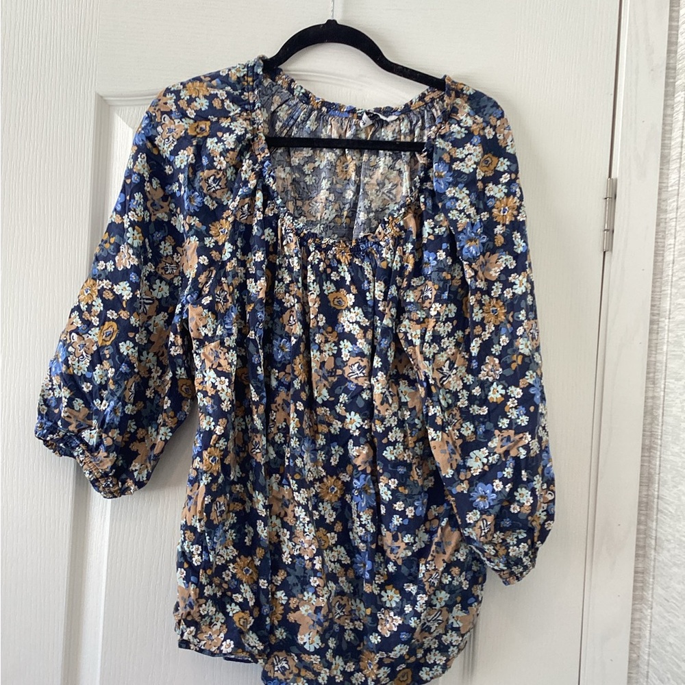 Sonoma womens Navy Floral Blouse size 2XL EUC